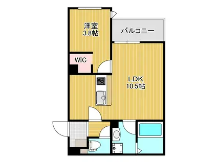 CRECIA片野II(1LDK/3階)の間取り写真