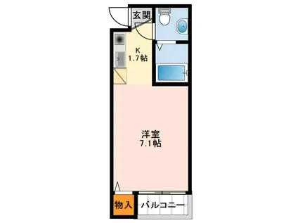 ラコート天美東B棟(1K/4階)の間取り写真