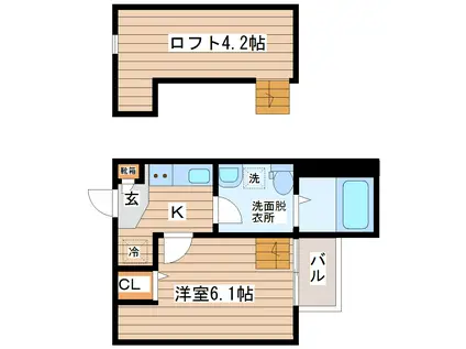 エスペランサ大野田(1K/2階)の間取り写真