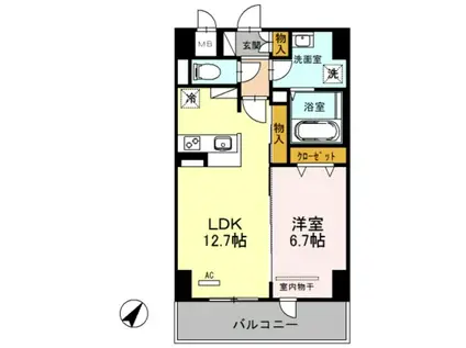 シェルト新都心(1LDK/5階)の間取り写真