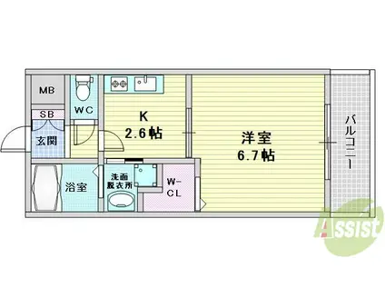 S-FORT福島LALUNA(1K/6階)の間取り写真