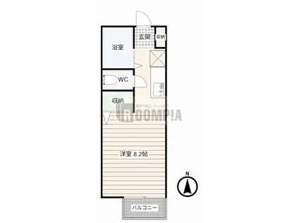 セジュールグリーン(1K/1階)の間取り写真