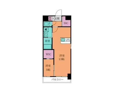 アクシオ北九州III(1LDK/9階)の間取り写真