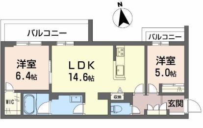 グランステラ鳳(2LDK/1階)の間取り写真