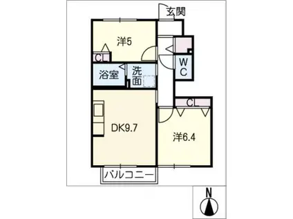 FIRST ROAD HIRARI(2DK/1階)の間取り写真