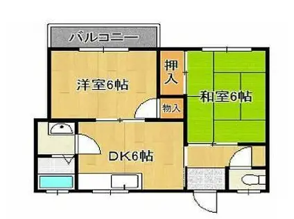 フラット松江(2DK/2階)の間取り写真