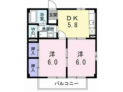 エルディム西原II(2DK/2階)の間取り写真