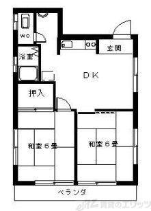 プルシャン城南(2DK/3階)の間取り写真