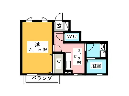 レスピディーザ(1K/1階)の間取り写真