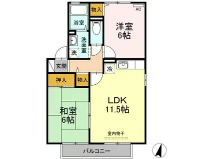 サンコーポ石井 A棟(2LDK/2階)の間取り写真