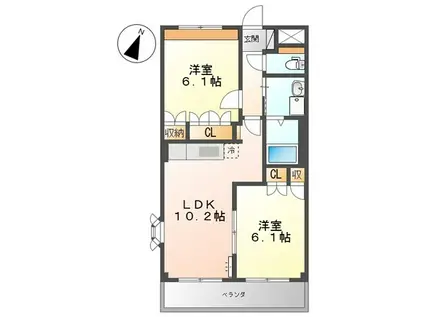 ラングウッド(2LDK/2階)の間取り写真