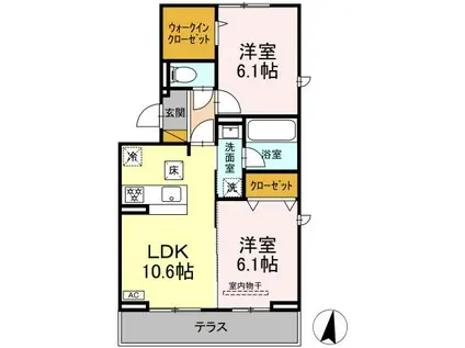 LAUNA HEIWA(2LDK/1階)の間取り写真