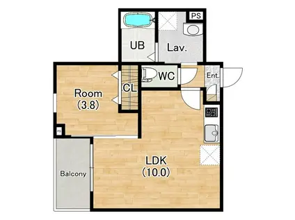 ジーメゾン北名古屋徳重カサレア(1LDK/1階)の間取り写真