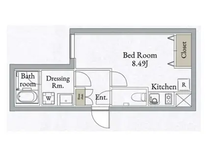 ライブフラット高田馬場(ワンルーム/2階)の間取り写真