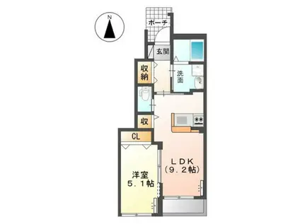 サンモール当新田(1LDK/1階)の間取り写真