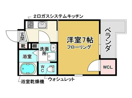 ウェルスクエア池田住吉(ワンルーム/3階)の間取り写真
