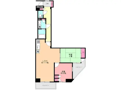 デュアルコート川口ウエストビュー(2LDK/6階)の間取り写真