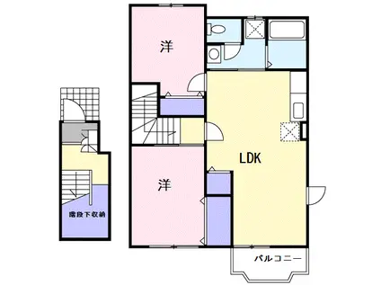 ヴァルトプラッツA(2LDK/2階)の間取り写真