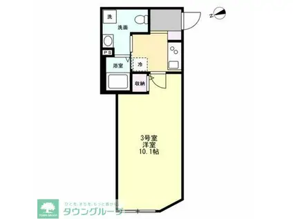 ベイルーム東小倉(1K/1階)の間取り写真