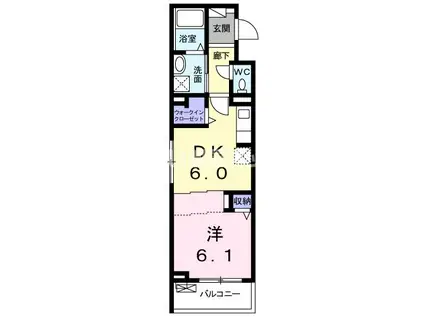 パインオークV(1DK/2階)の間取り写真