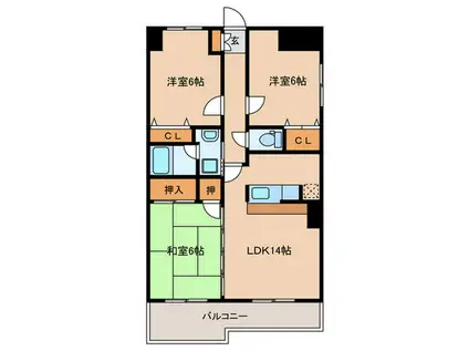 アルブルKN(3LDK/7階)の間取り写真