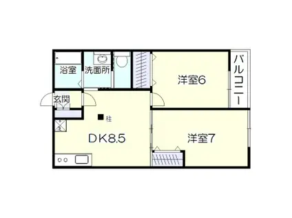 メイプル(2DK/2階)の間取り写真