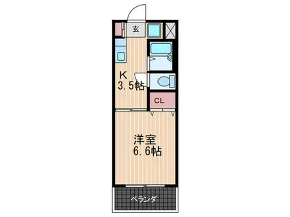 サンリバー西蟹屋(1K/4階)の間取り写真