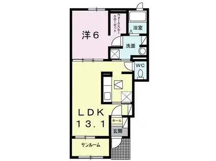 ブライトレーヴIII(1LDK/1階)の間取り写真