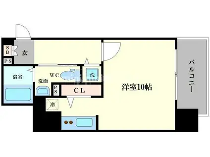 ミラージュパレス難波東レジデンス(1K/6階)の間取り写真