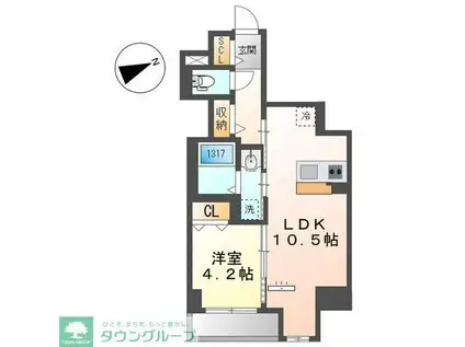 THE BLOSSOM 新栄(1LDK/4階)の間取り写真