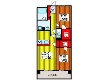 RJRプレシア川口(2LDK/3階)の間取り写真