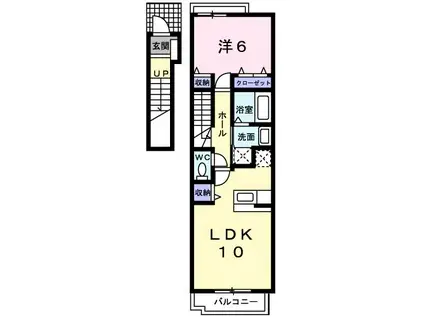 ウッドベル(1LDK/2階)の間取り写真