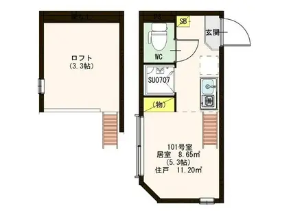 サークルフォレスト(ワンルーム/1階)の間取り写真
