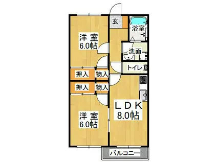 ビラタルミ(2DK/1階)の間取り写真