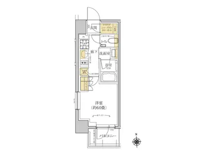 グレーシアフィット横浜(1K/5階)の間取り写真