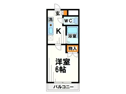 ヴェルコート粕谷(1K/2階)の間取り写真