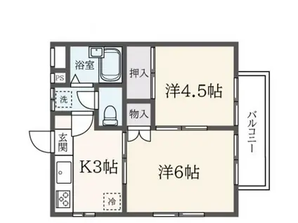マスドハイツ(2K/2階)の間取り写真