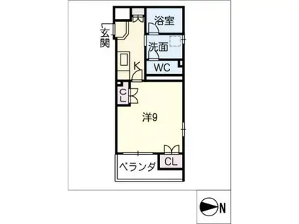 イースタンヒルズ一社駅前(1K/5階)の間取り写真