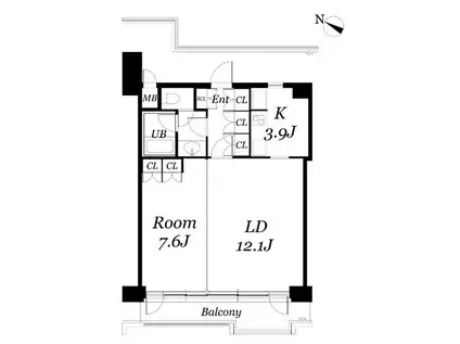 メゾンドゥース南麻布(1LDK/4階)の間取り写真