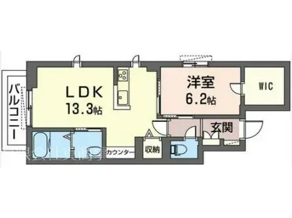 GROWILL立川(1LDK/2階)の間取り写真