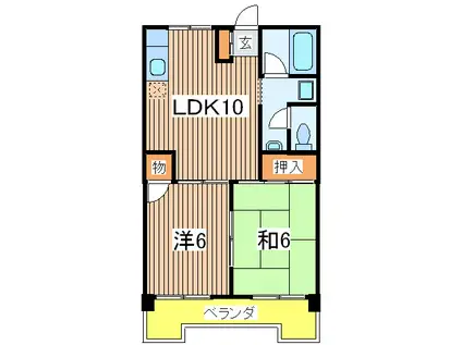 城山コーポ(2LDK/4階)の間取り写真