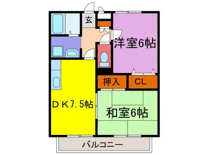 ファミールコート・K(2DK/2階)の間取り写真