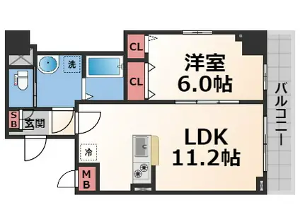 ムーンヒルズ大阪(1LDK/6階)の間取り写真