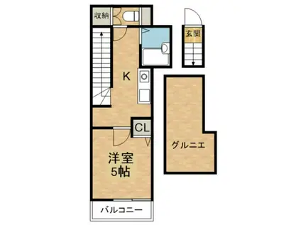 IKフラット4(1K/1階)の間取り写真