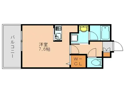 エンクレスト県庁前(1K/2階)の間取り写真