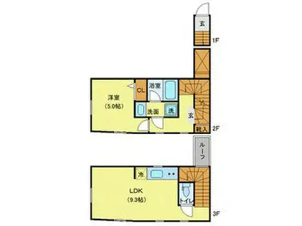 プライベートプレイス広尾(1LDK/2階)の間取り写真