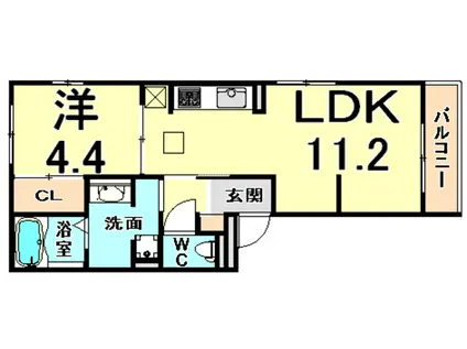 イーストヴィラ(1LDK/2階)の間取り写真