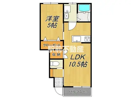 エスカレント上峰II(1LDK/1階)の間取り写真