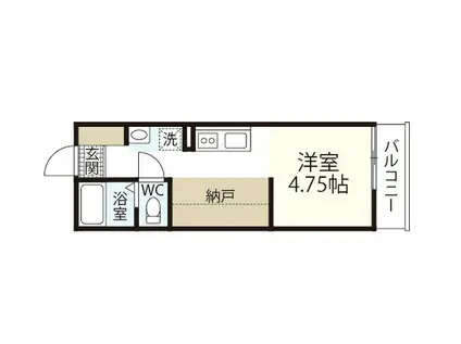 グラン ヴィスタ(ワンルーム/2階)の間取り写真