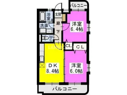 オークピア南庄(2DK/2階)の間取り写真